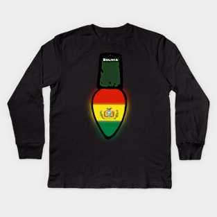 Bolivia Flag Christmas Light Kids Long Sleeve T-Shirt